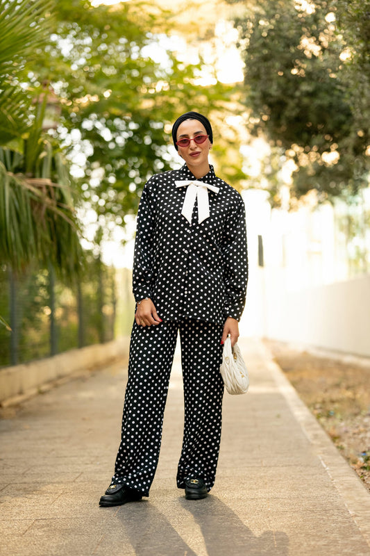 Black Bow Dot Set